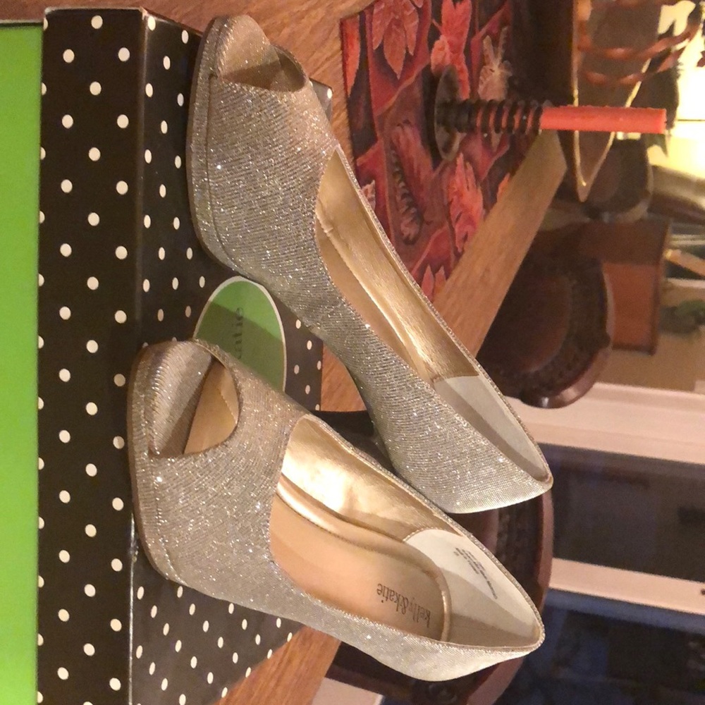 New Kelly and Kate silver peep toe pumps